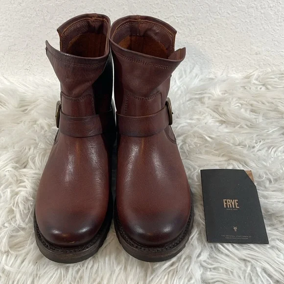 FRYE Veronica Leather Tan Booties Boots Slip On Western Cowgirl Size 8 NEW - Picture 2 of 16